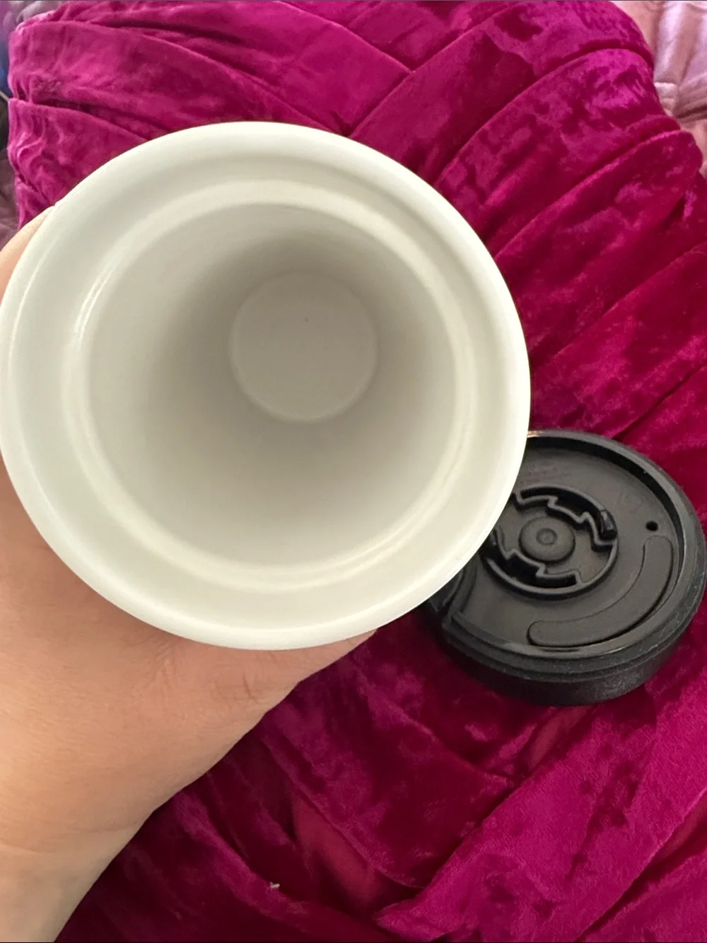Starbucks Holiday Hand Holding Ceramic Travel Tumbler